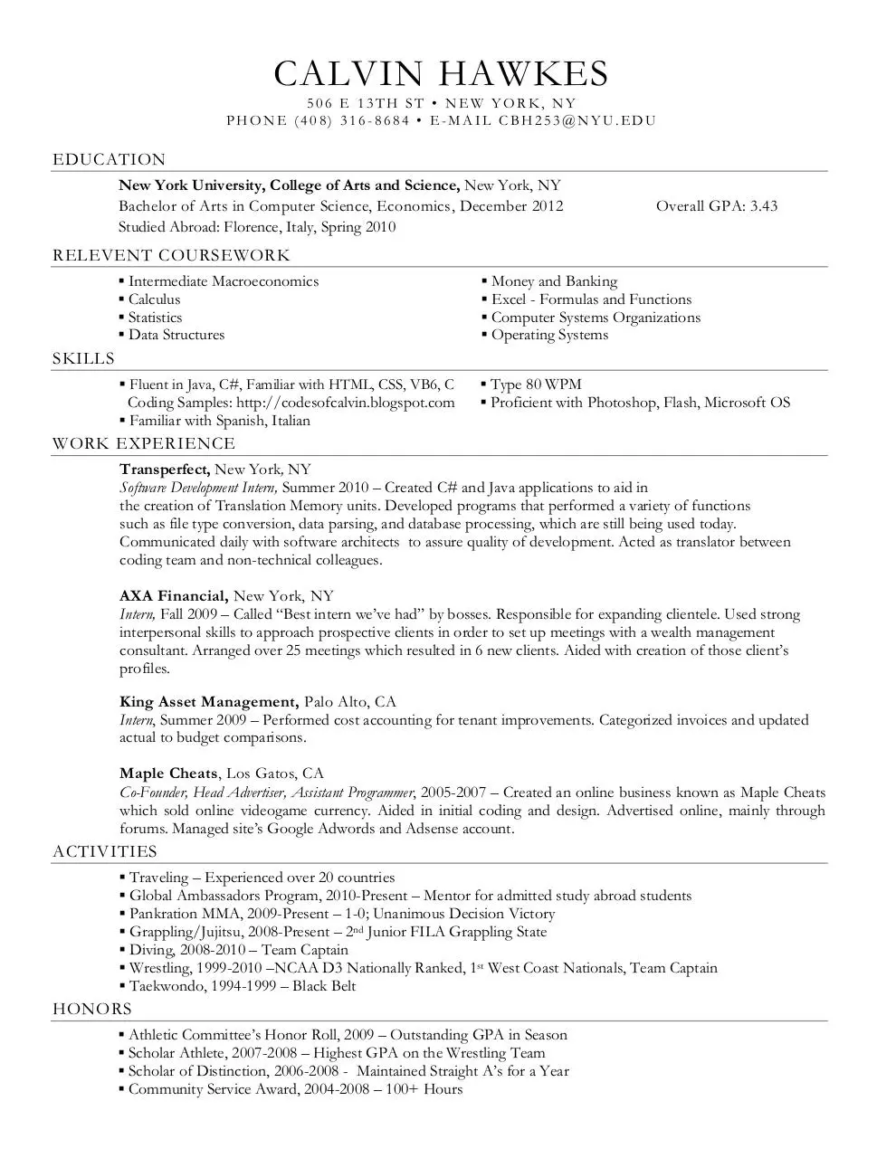Document preview - CHawkes_Resume.pdf - Page 1/1