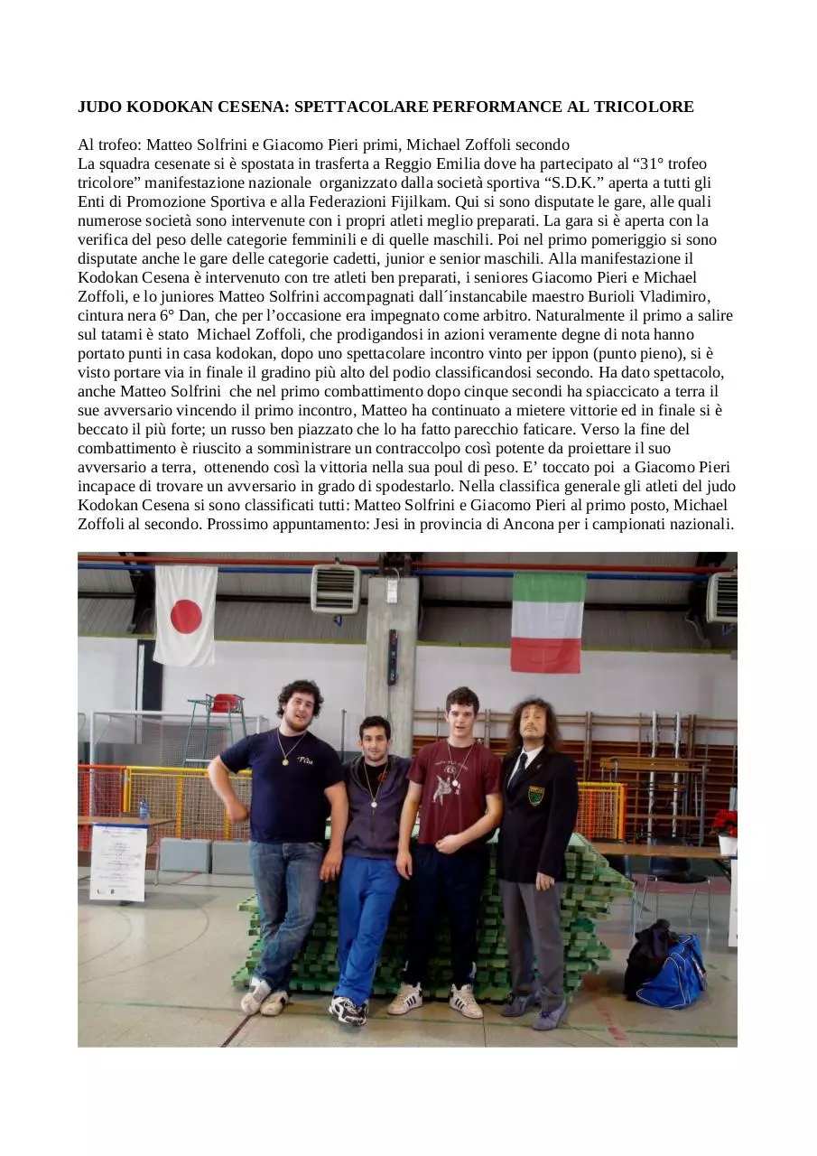Document preview - Il Judo Kodokan Cesena ben figura a reggio Emilia 2011.pdf - Page 1/1
