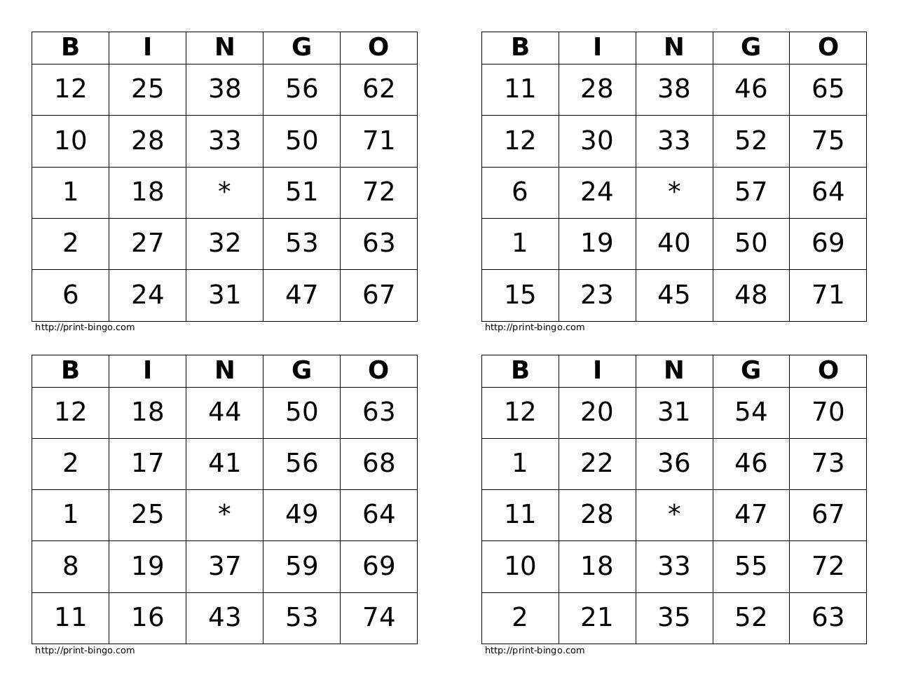 Custom Bingo cards generated at http://print bingo.com. Basic use of ...