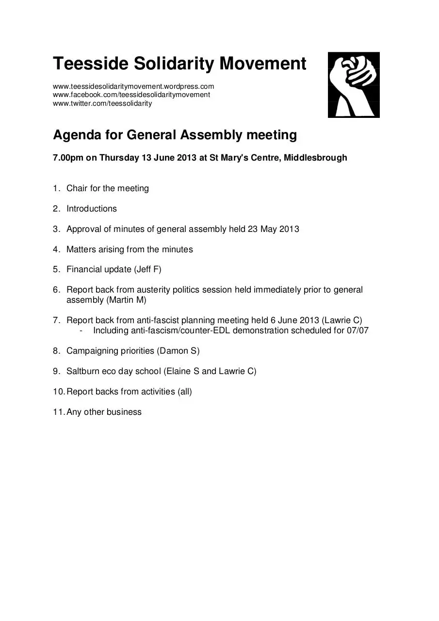 Document preview - TSM general assembly 2013-06-13 agenda.pdf - Page 1/1