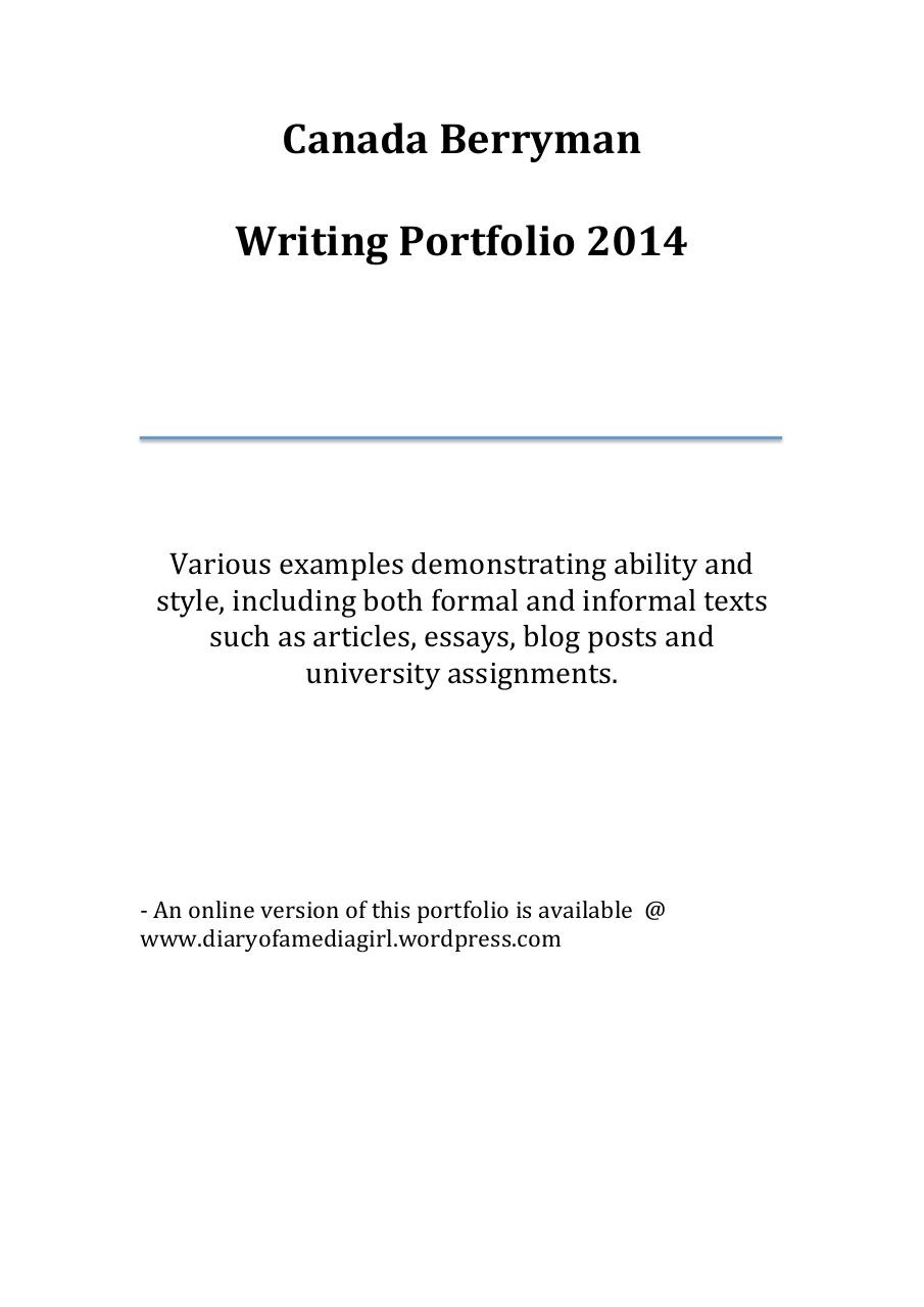 creative writing portfolio pdf