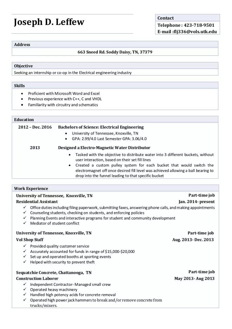 Document preview - Joseph's Resume.pdf - Page 1/1
