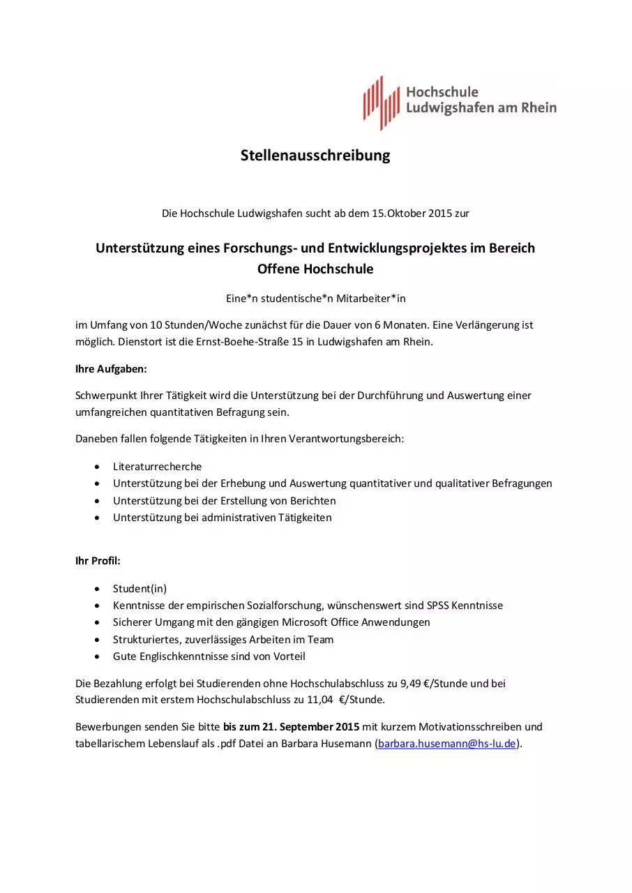 Document preview - Stellenausschreibung_Hilfskraft_OffeneHS Sept15.pdf - Page 1/1
