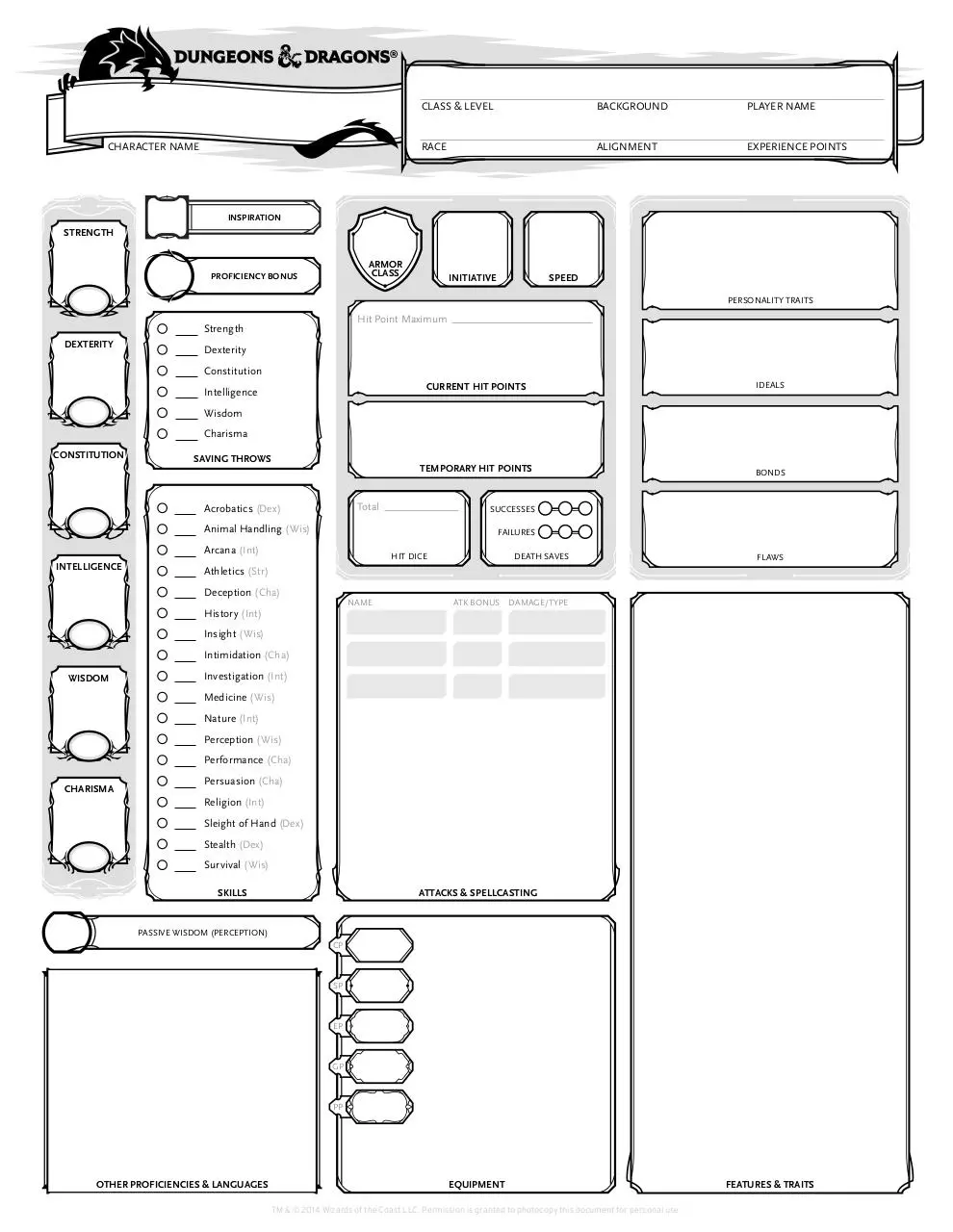 Document preview - Character Sheet - Form Fillable.pdf - Page 1/1