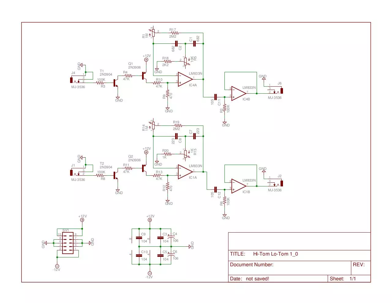 Document preview - Hi-Tom Lo-Tom 1_0 schematic.pdf - Page 1/1