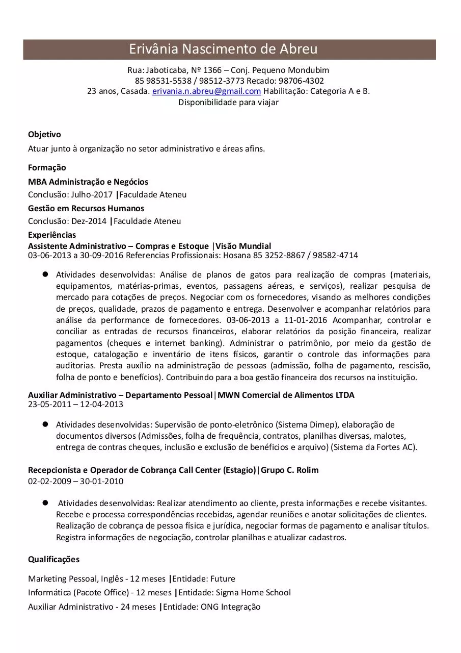 Document preview - Currículo Erivania.pdf - Page 1/1