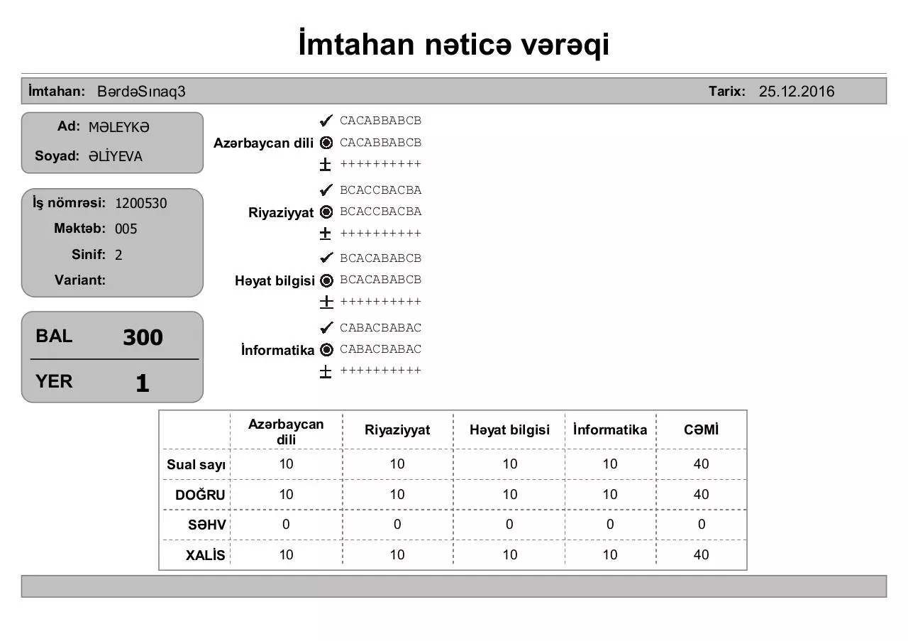 Tarix test