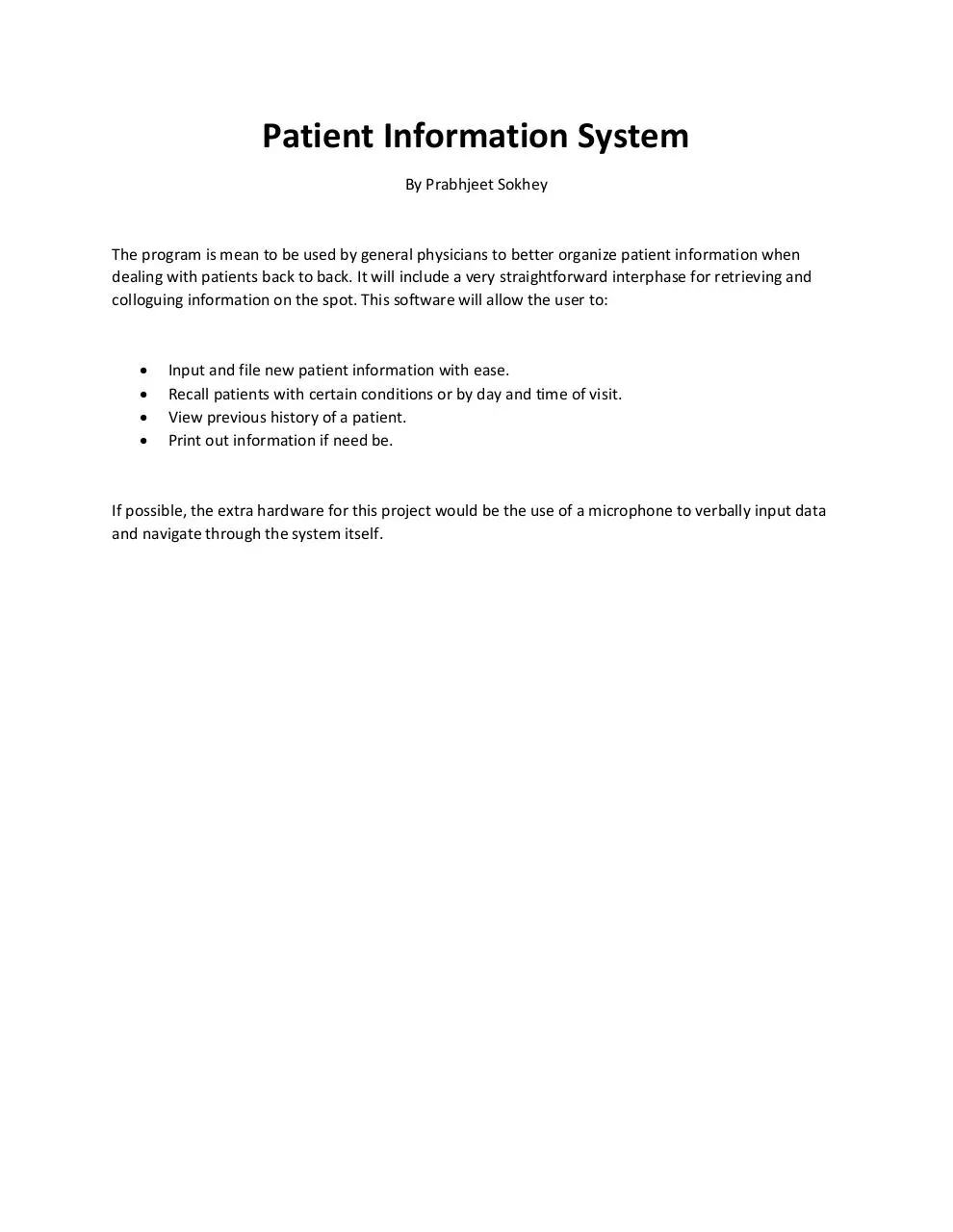 Document preview - Patient Information System.pdf - Page 1/1