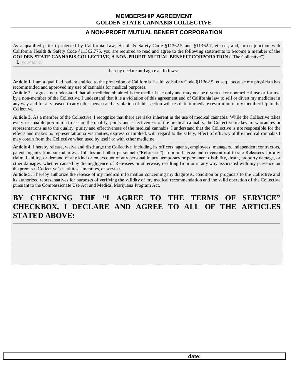 Document preview - Membership Agreement gscc WEB VERSION.pdf - Page 1/1