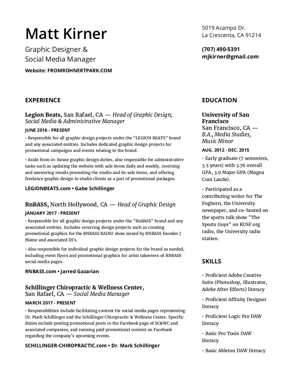 Document preview - Matt Kirner Resume - September 7th.pdf - Page 1/1