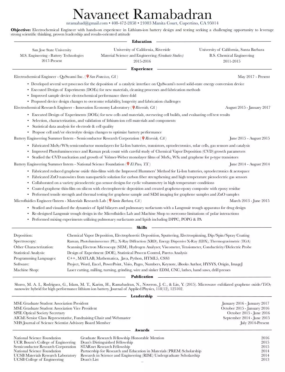 Document preview - Navaneet Ramabadran Resume.pdf - Page 1/1
